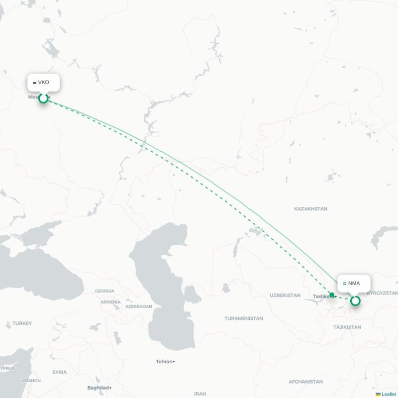 VKO - NMA route map