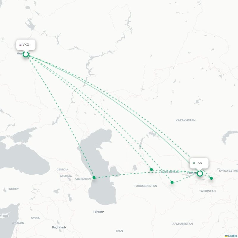 VKO - TAS route map