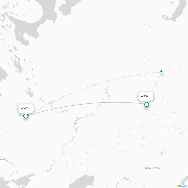 VKO - TJM route map