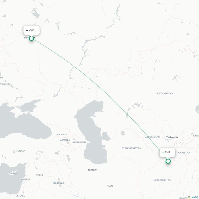 VKO - TMJ route map