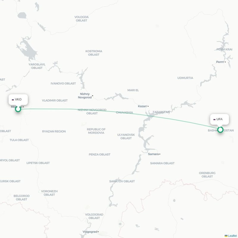 VKO - UFA route map