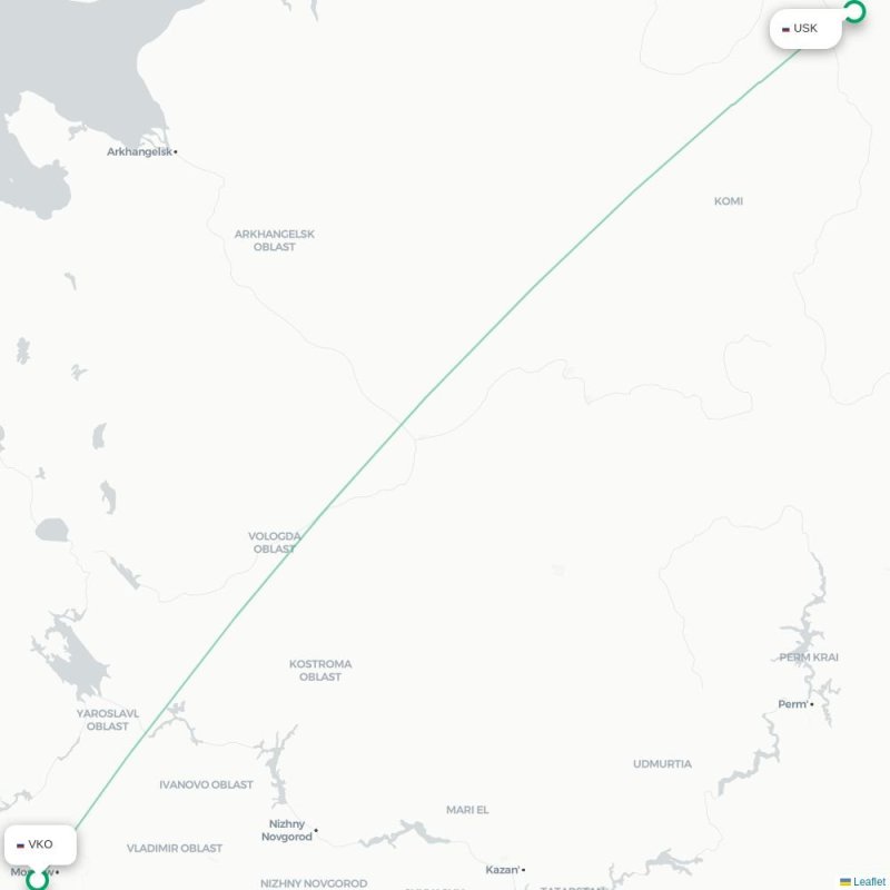 VKO - USK route map