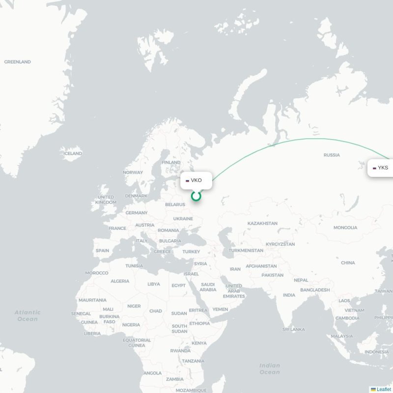 VKO - YKS route map