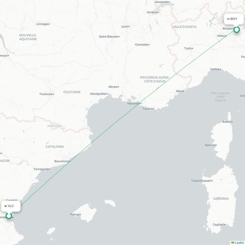 VLC - BGY route map