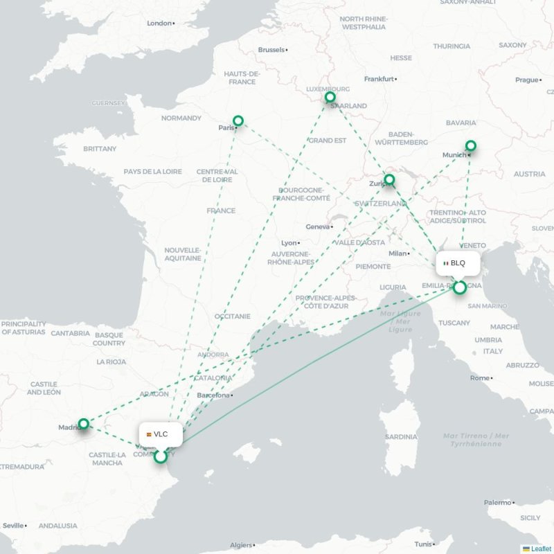 VLC - BLQ route map
