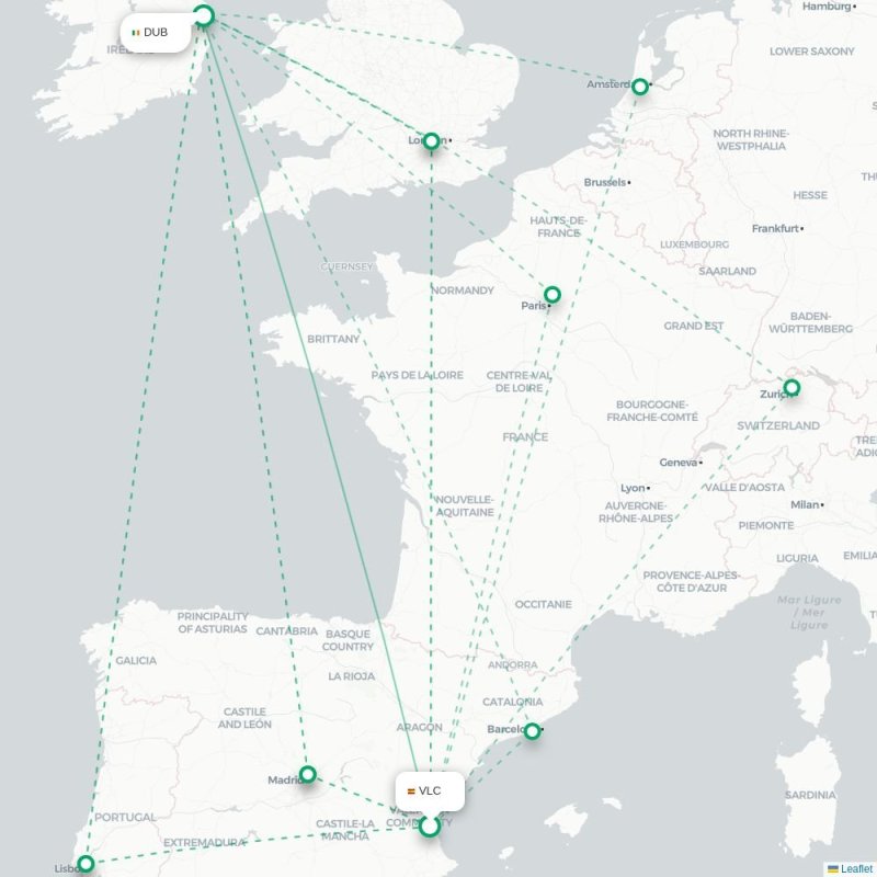 VLC - DUB route map