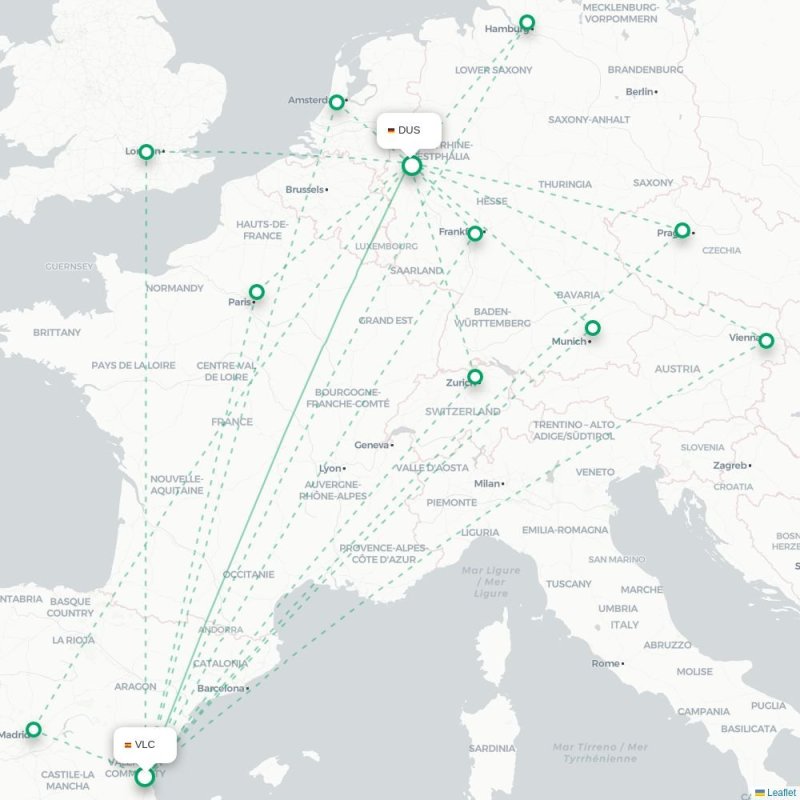 VLC - DUS route map