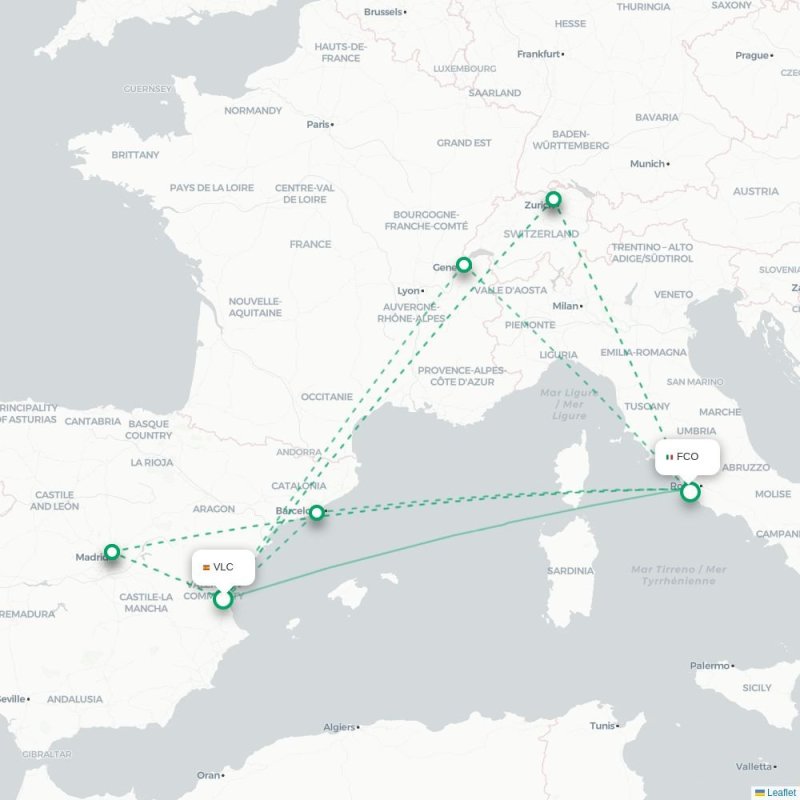 VLC - FCO route map