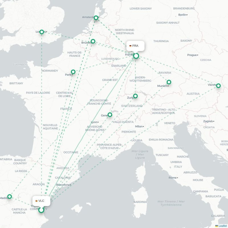 VLC - FRA route map