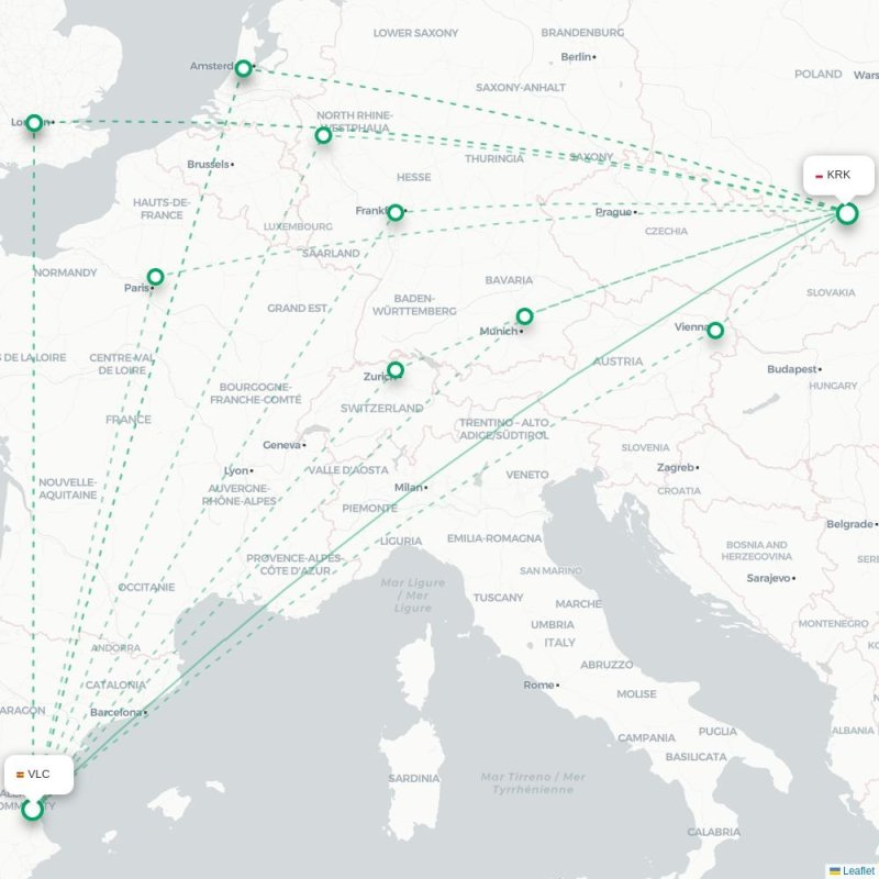 VLC - KRK route map