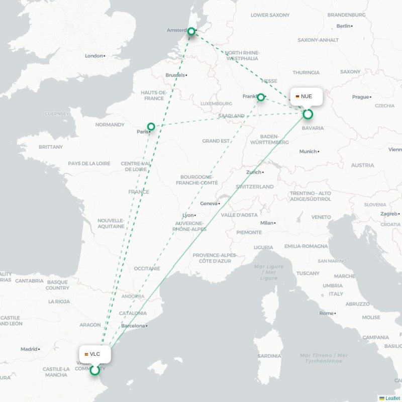 VLC - NUE route map