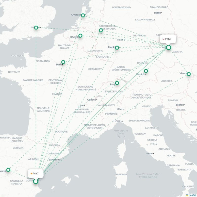 VLC - PRG route map
