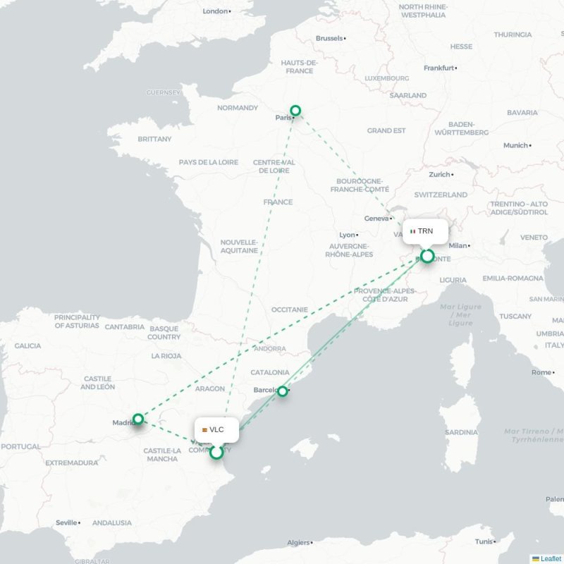 VLC - TRN route map