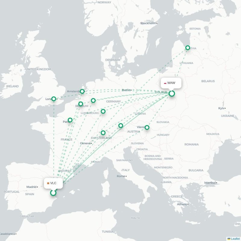 VLC - WAW route map