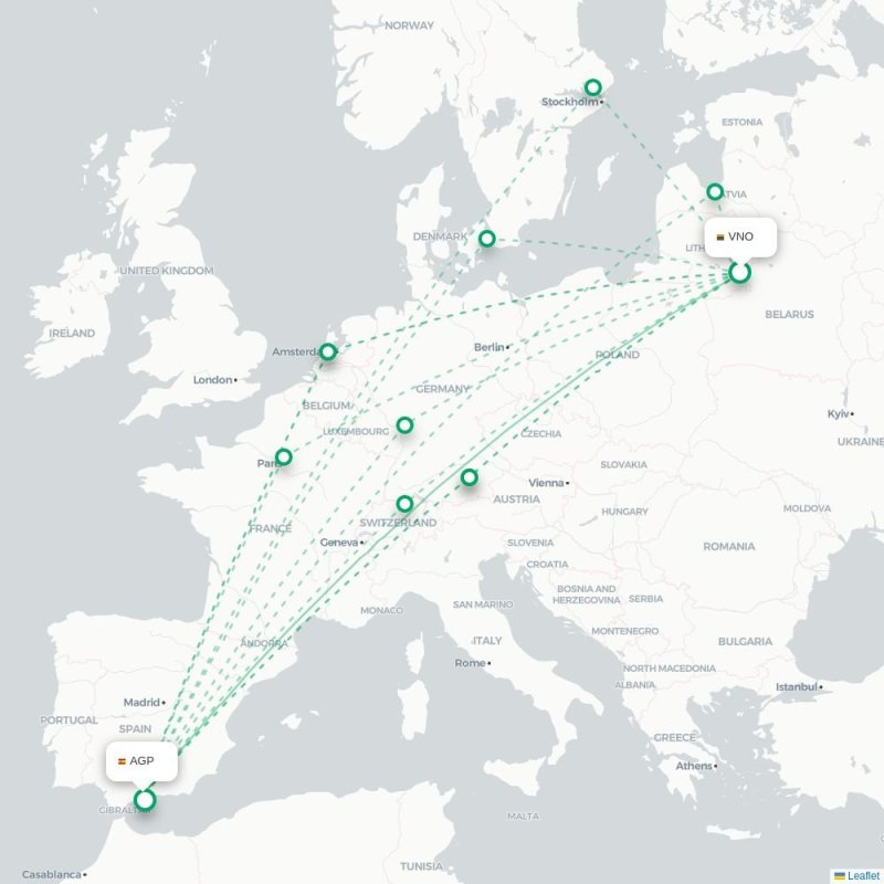 VNO - AGP route map