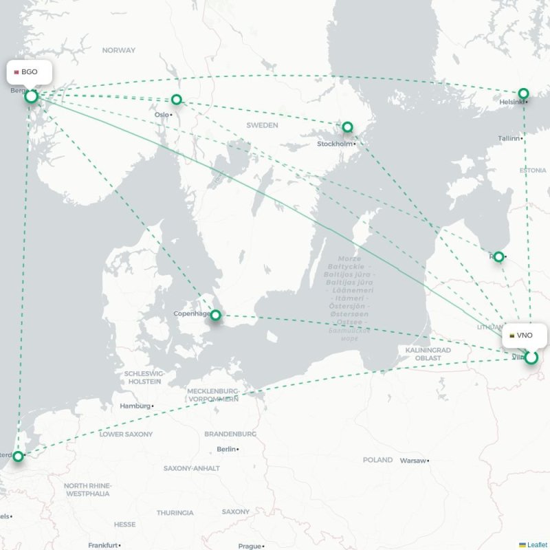 VNO - BGO route map