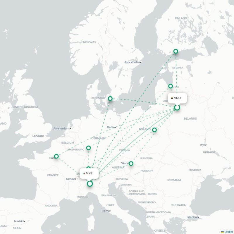VNO - MXP route map