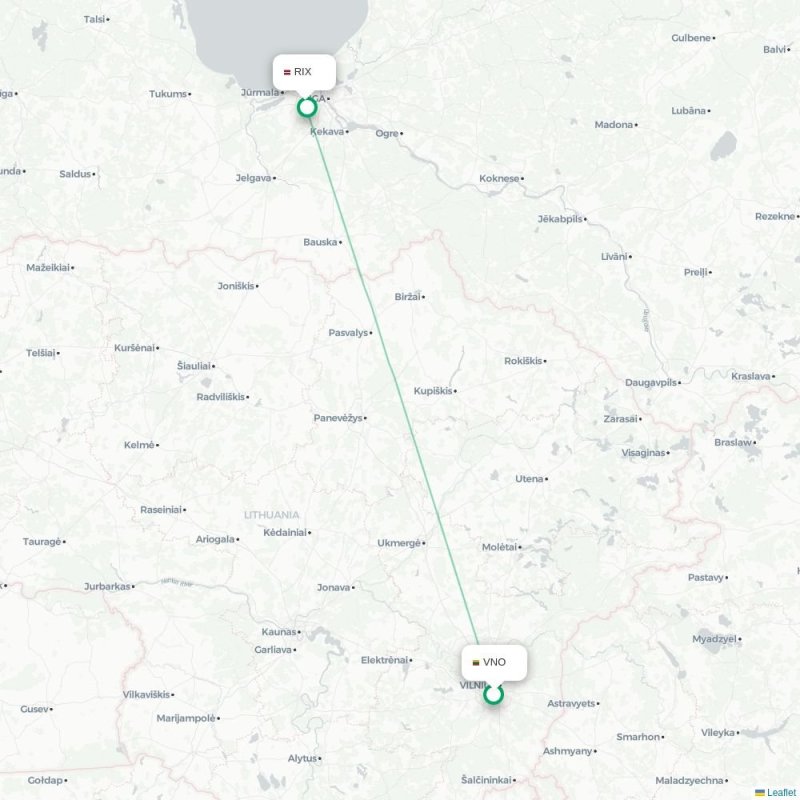 VNO - RIX route map
