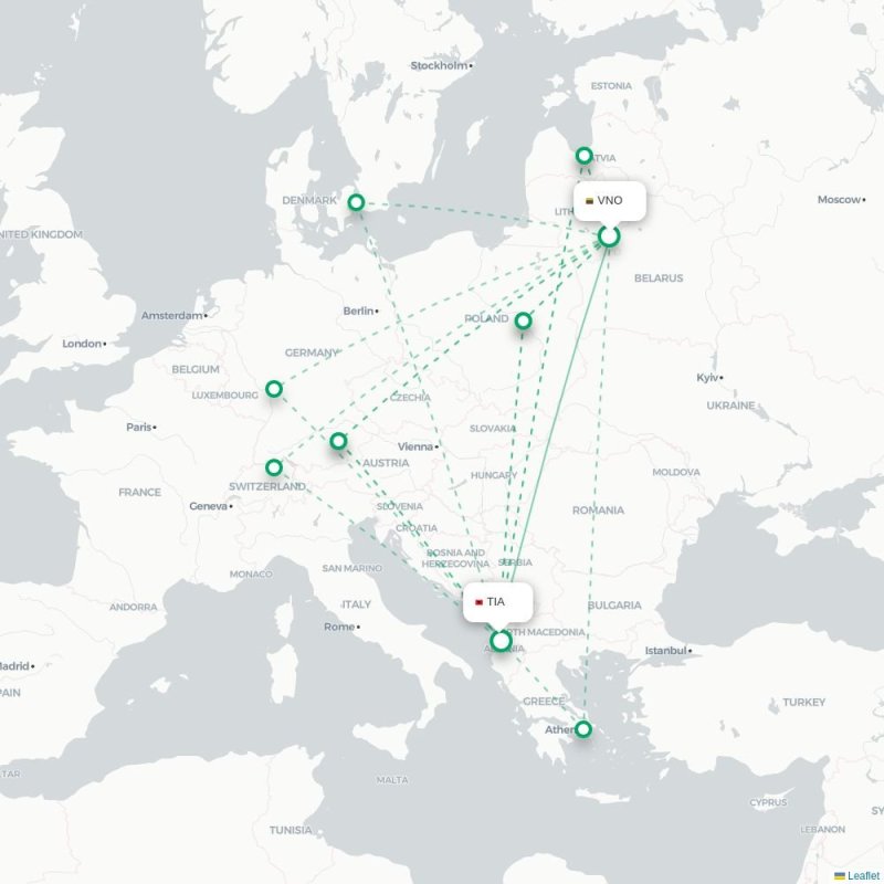 VNO - TIA route map