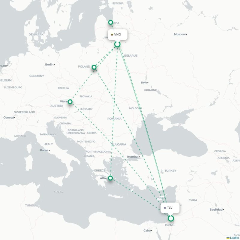 VNO - TLV route map