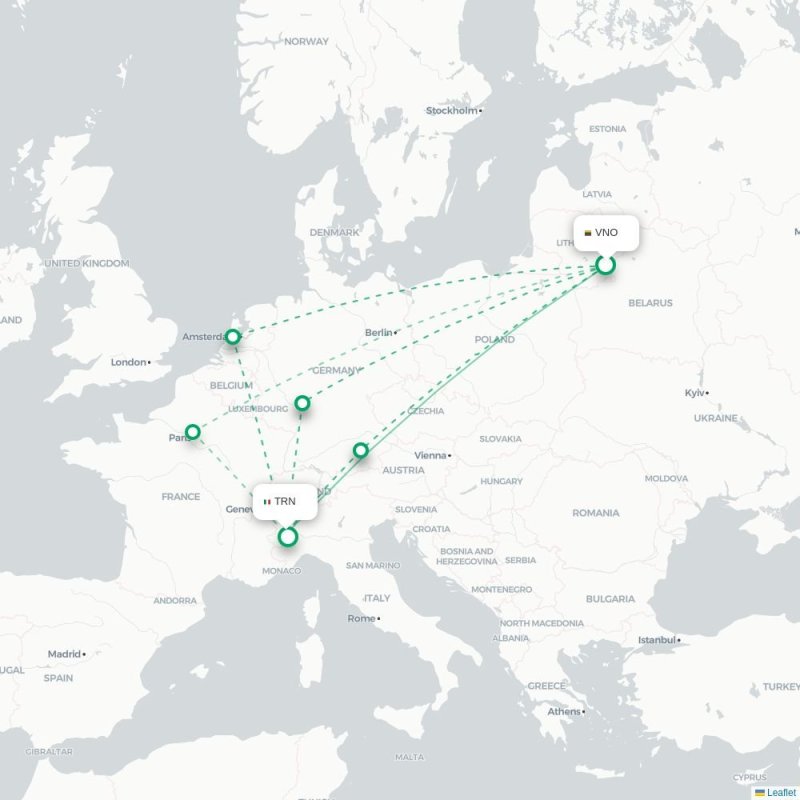 VNO - TRN route map