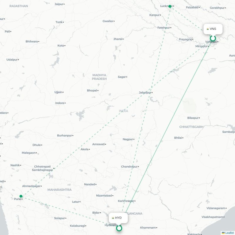 VNS - HYD route map