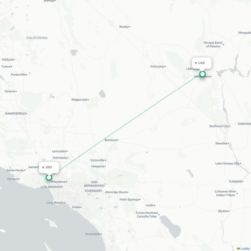 VNY - LAS route map