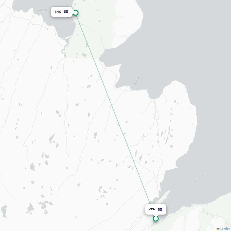 Route map Vopnafjordur  VPN airport