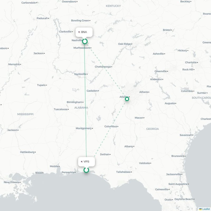 VPS - BNA route map