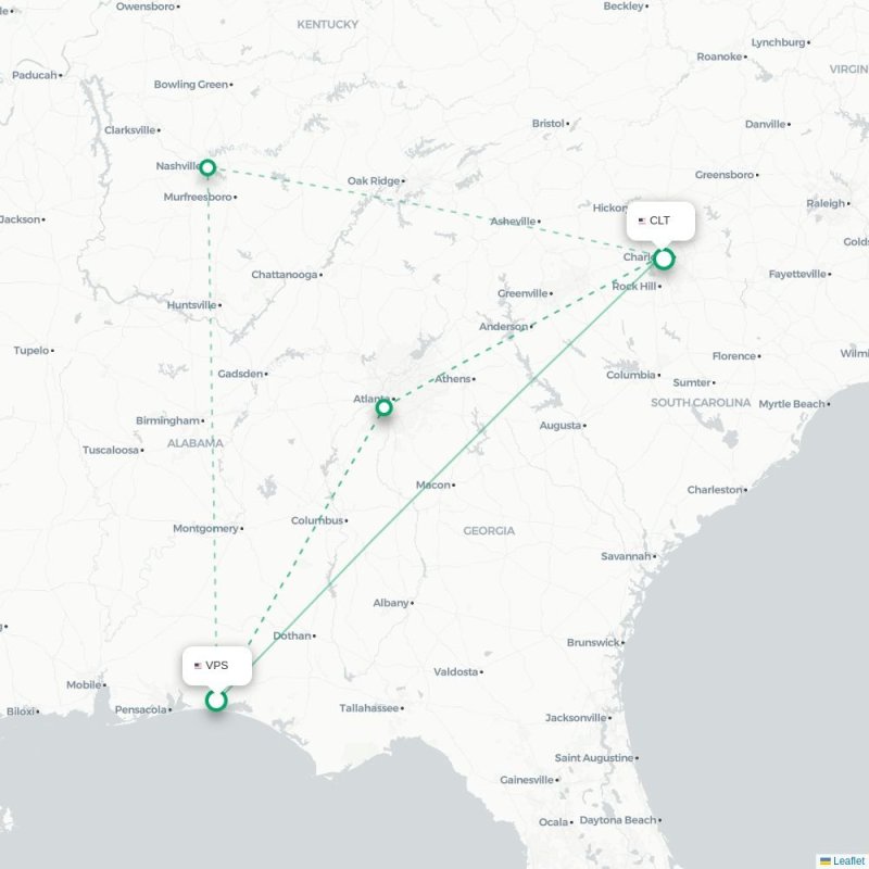 VPS - CLT route map