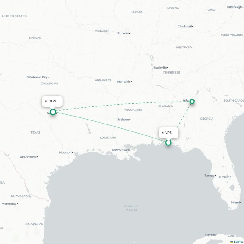 VPS - DFW route map