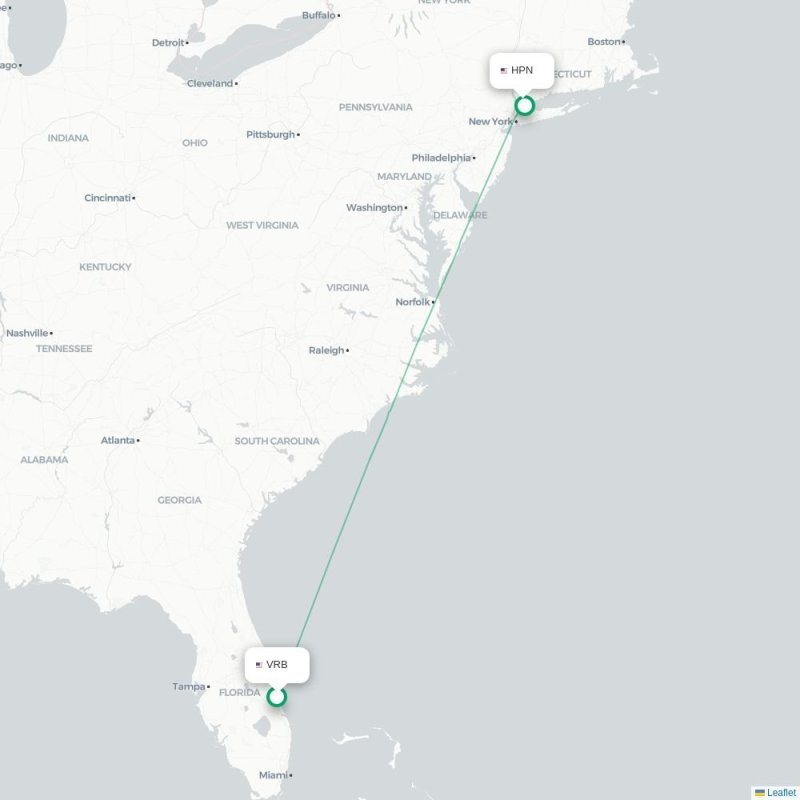 VRB - HPN route map