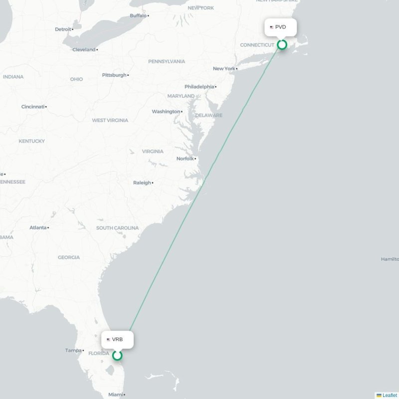 VRB - PVD route map