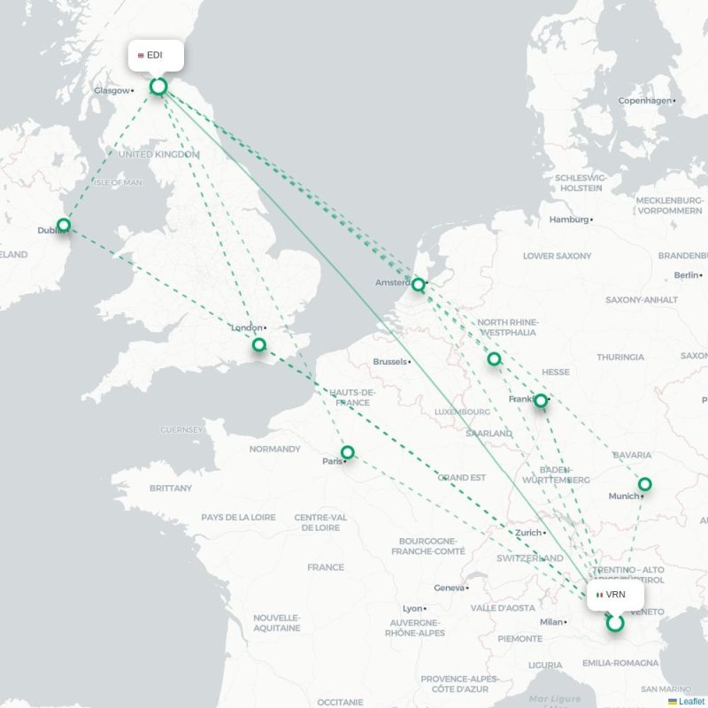 VRN - EDI route map