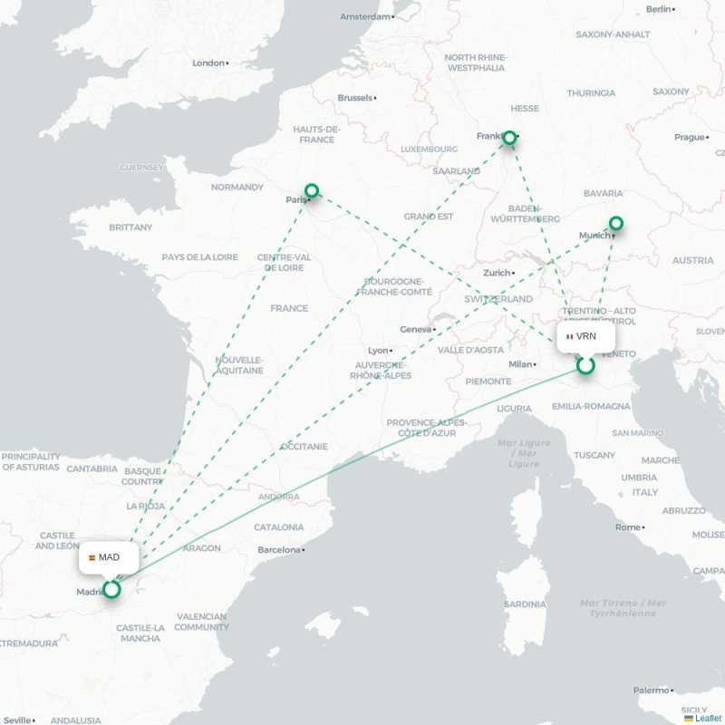 VRN - MAD route map