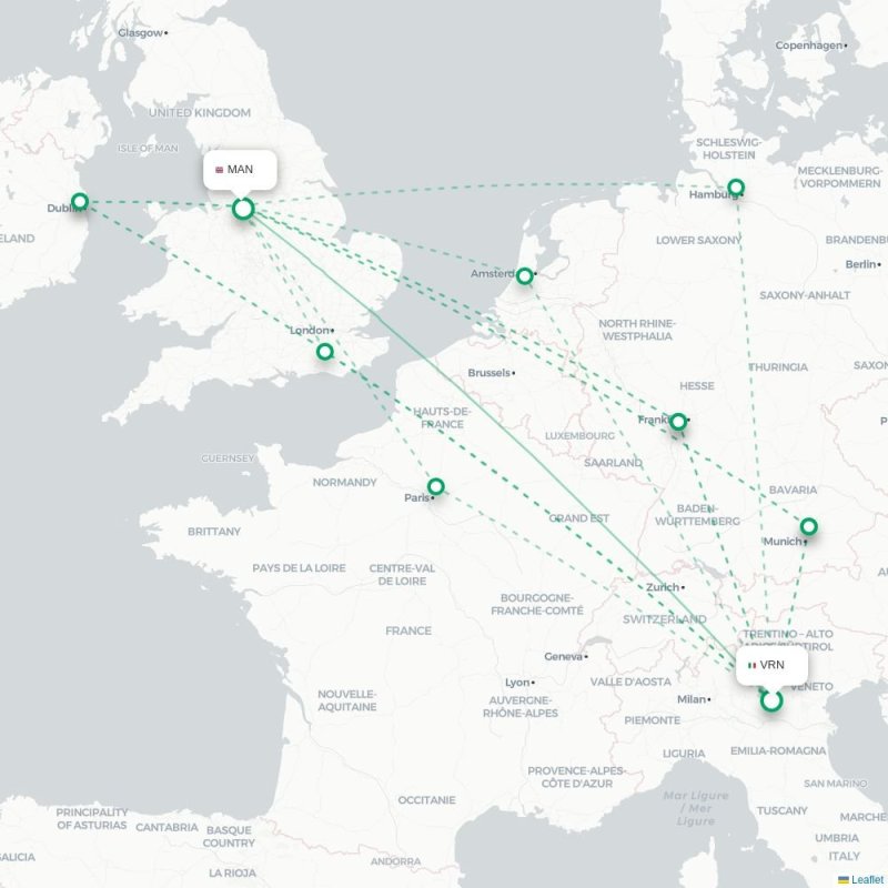 VRN - MAN route map