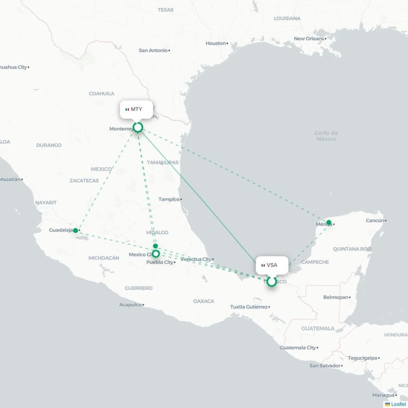 VSA - MTY route map