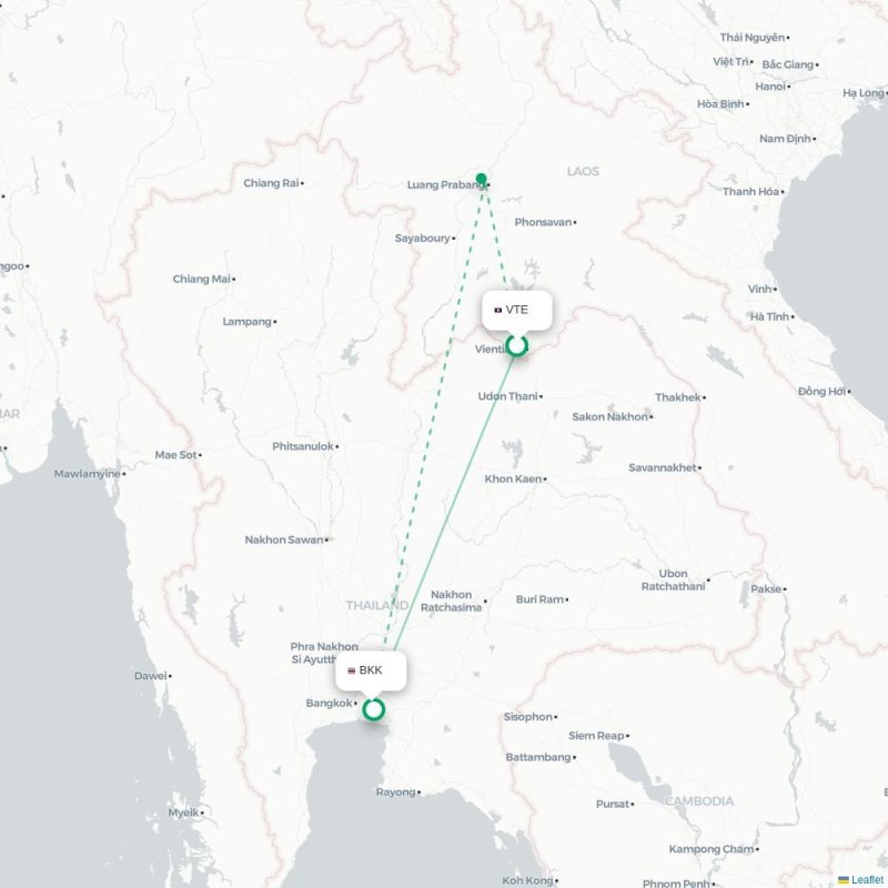 VTE - BKK route map