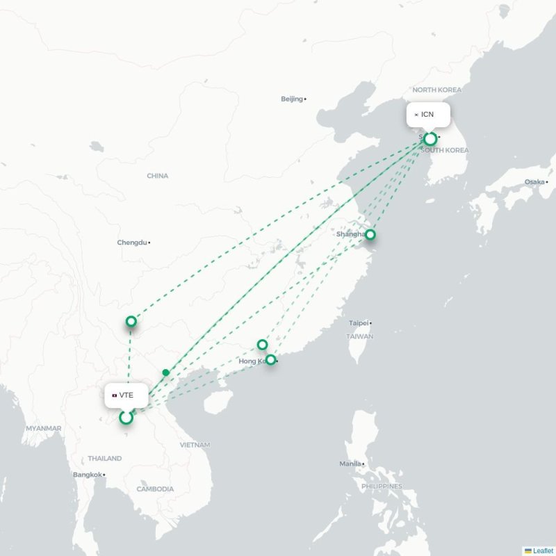 VTE - ICN route map