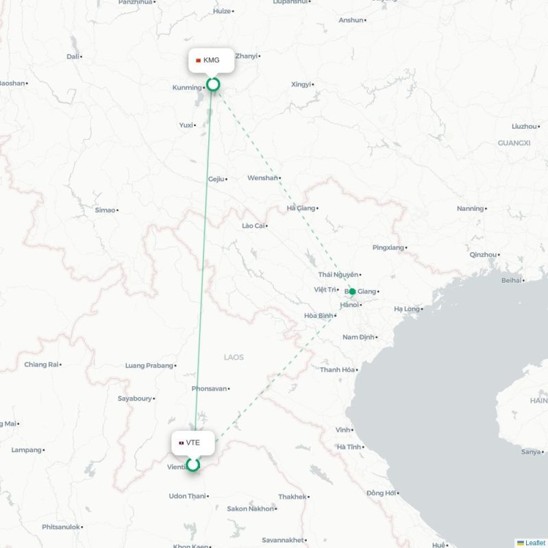 VTE - KMG route map