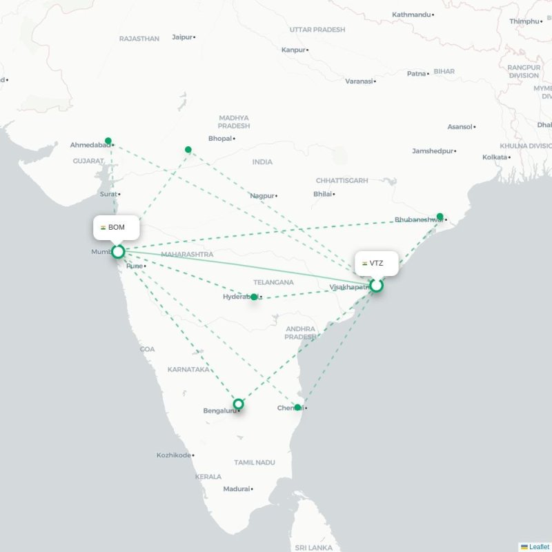 VTZ - BOM route map