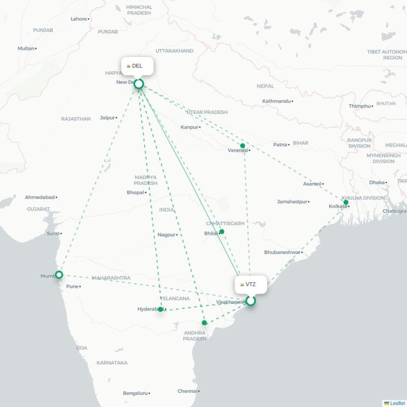 VTZ - DEL route map