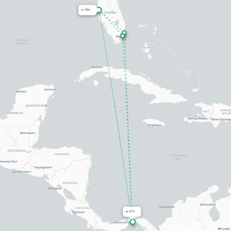 VVI - PTY route map