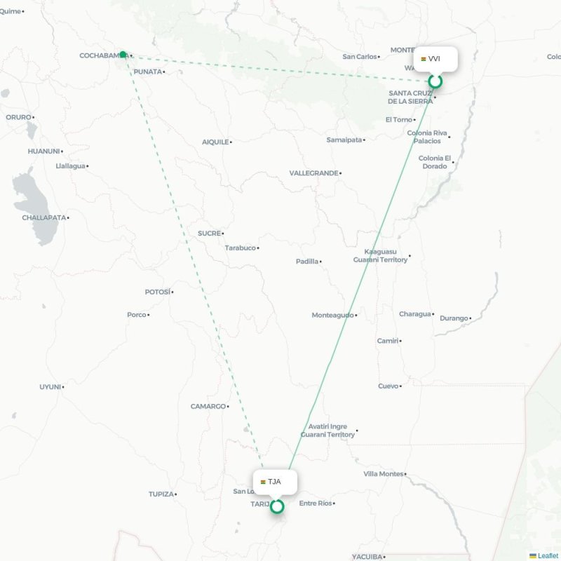 VVI - TJA route map