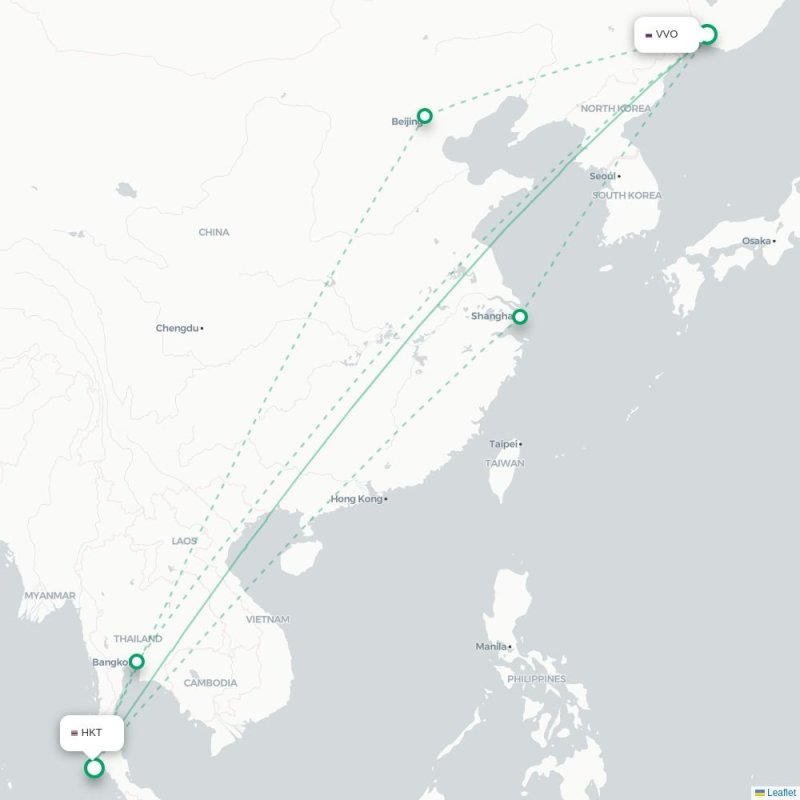 VVO - HKT route map