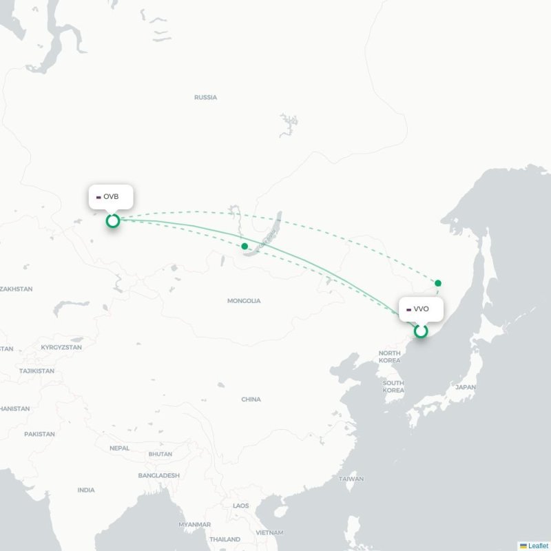 VVO - OVB route map