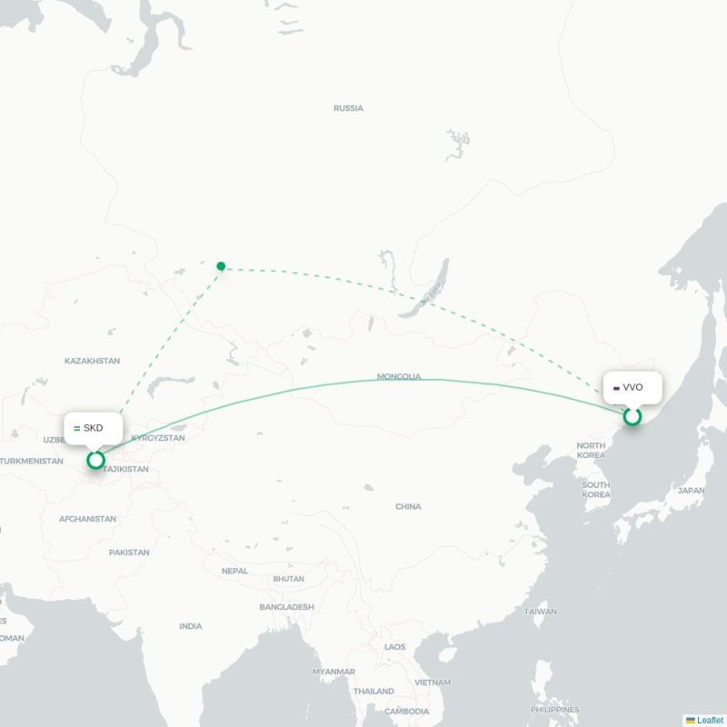 VVO - SKD route map