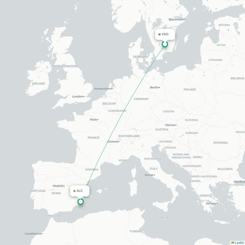 VXO - ALC route map