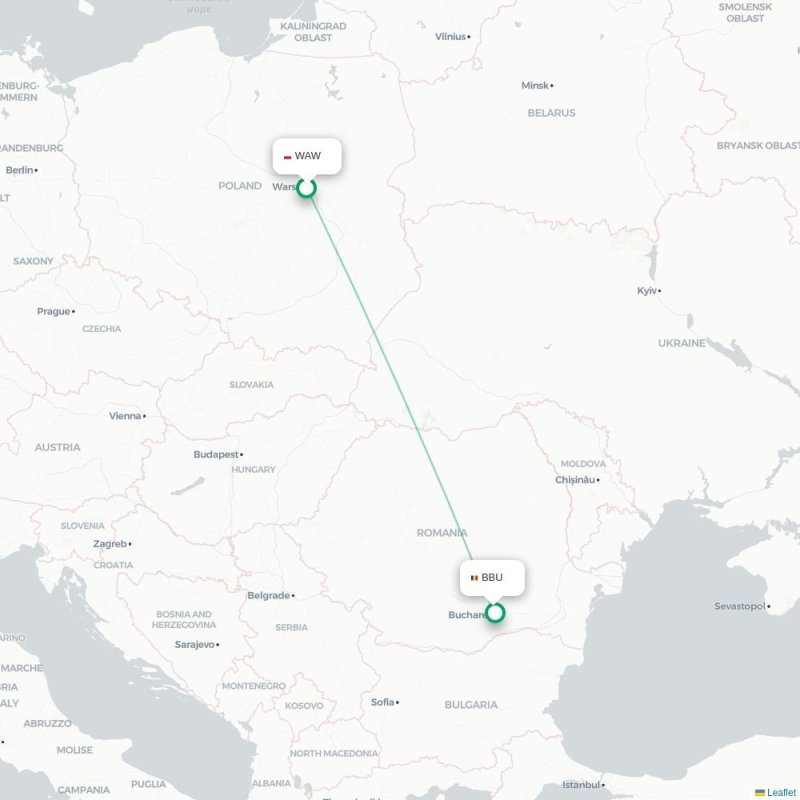 WAW - BBU route map