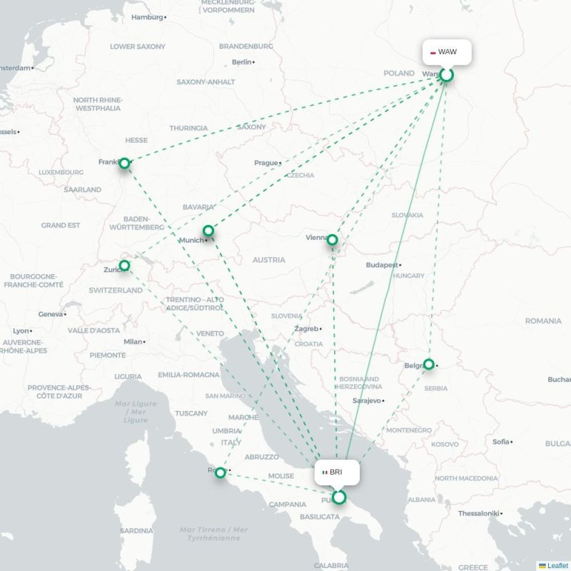 WAW - BRI route map